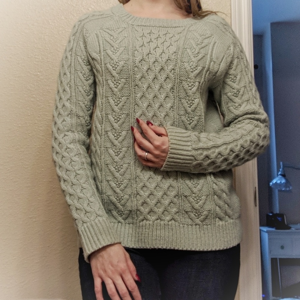 Teal oversized cable knit sweater
